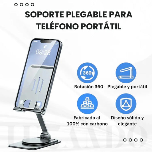 Soporte Ajustable Plegable Portátil para Móvil con Rotación 360